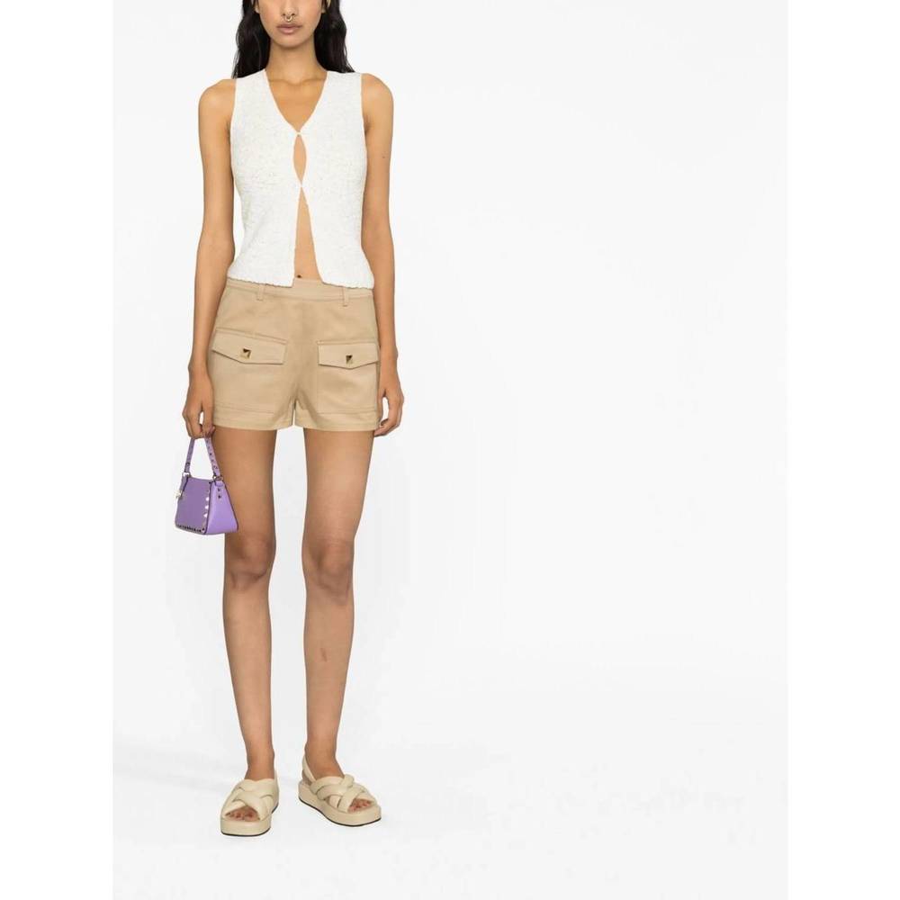 NEW VALENTINO stretch cotton low rise shorts in beige